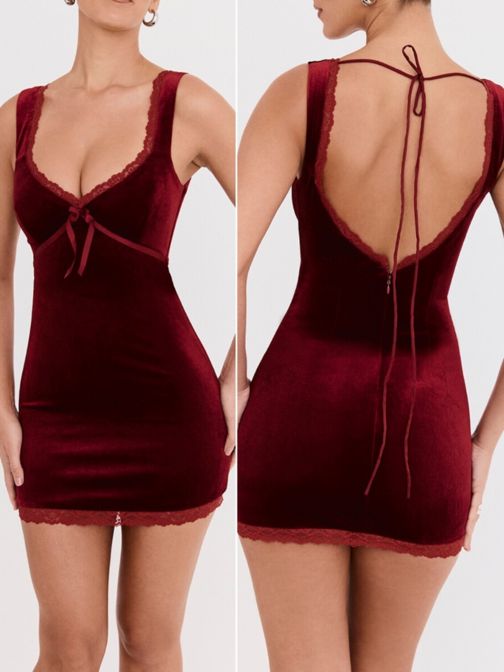 NEW House of CB Mistress Rocks Wine Velvet Mini Dress Large+ (XL)